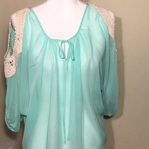 American Dream MED Sheer Cold Shoulder Lace Trim